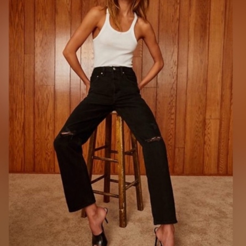 Denim Forum The Bonet High Rise Loose Distressed Jeans Size 24